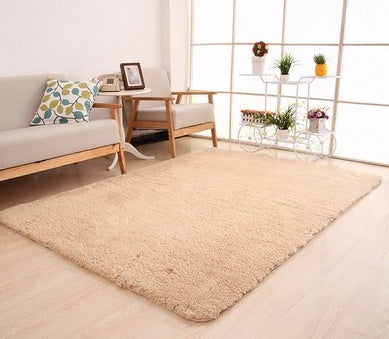 Fluffy Plush Area Rug — White Carpet for Bedroom & Living Room