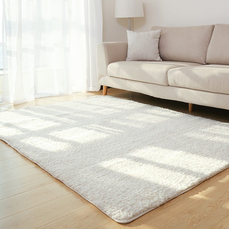 Fluffy Plush Area Rug — White Carpet for Bedroom & Living Room