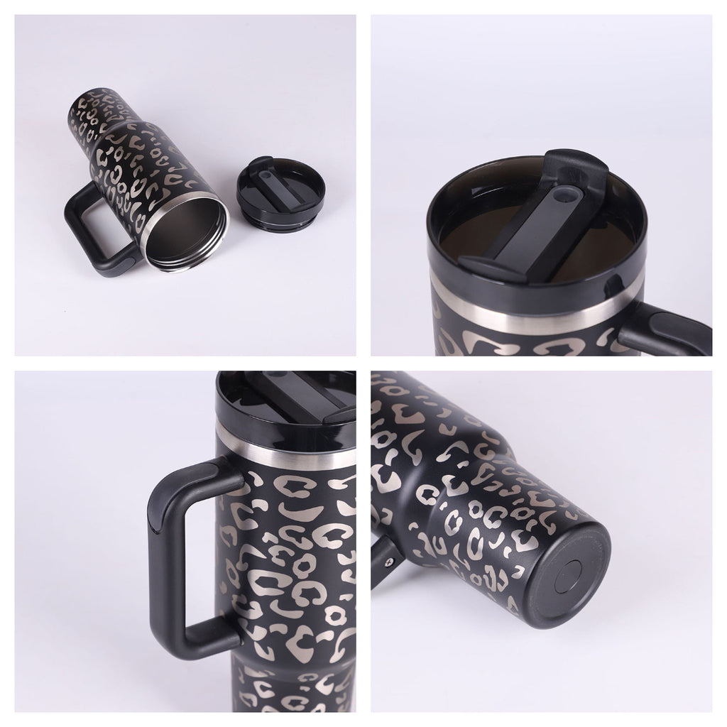 40 oz Insulated Travel Tumbler with Handle & Straw